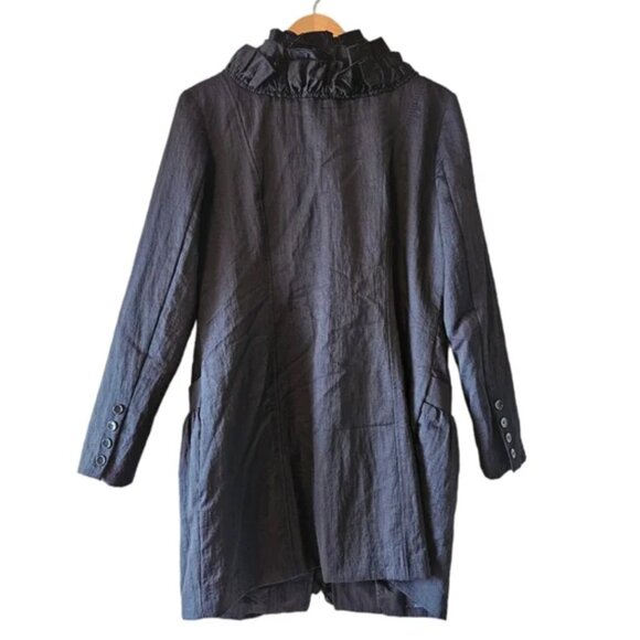 Samuel Dong Women’s Large Jacket Black Ruffle Full Zip Cotton Nylon Blend. - Picture 5 of 7